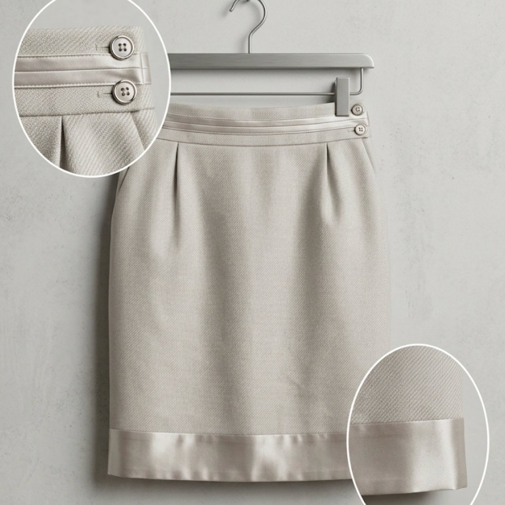 Body by Victoria Gray Pleated Mini Skirt Professional Style w Satin Trim Size 6